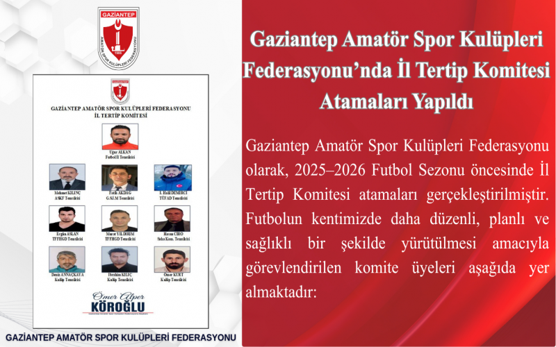 Gaziantep Amatör Spor Kulüpleri Federasyonu’nda İl Tertip Komitesi Atamaları Yapıldı